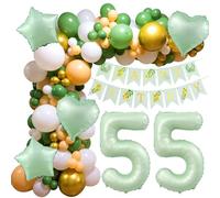 Decorazioni 55 Anni Compleanno - Arco Ghirlanda Palloncini Verdi per Donna e Uomo