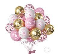 Decorazioni 6 anni Compleanno Ragazza,Palloncini 6 Anni Compleanno Oro Rosa,Palloncini Numeri 6,Compleanno Lattice Palloncini 6 Anni Feste Decorazioni per 6 Anni Baby Shower Riutilizzabile
