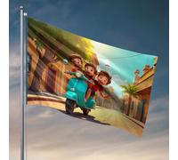 Decorazioni a forma di birra per uomo, caverna di tre ragazzi che cavalcano uno scooter su una strada soleggiata. Bandiera divertente decorazione per la grotta dell'uomo (60 x 90 cm)