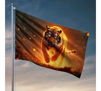 Decorazioni a forma di birra, per uomo, caverna di una tigre che corre con energia ardente. Bandiera divertente decorazione universitaria uomo decorazione grotta (60 x 90 cm)
