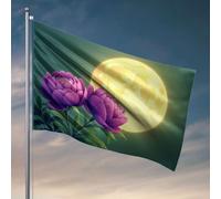 Decorazioni a forma di birra per uomo caverna due fiori viola sotto una luna luminosa. Bandiera divertente decorazione universitaria uomo decorazione grotta (60 x 90 cm)