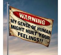 Decorazioni a forma di birra per uomo, grotta, avvertimento My Sense Of Humanity Might Hurt Your Feelings!! Bandiere per stanza adolescenti ragazzi uomini decorazione grotta (60 x 90 cm)