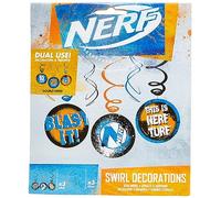 amscan- Shooting Target Swirl Decorations with Nerf Theme-6 PCS. Decorazioni a Spirale con Tema Pezzi, Multicolore, 9903932