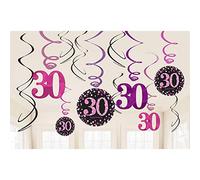 Decorazioni a spirale per il 30° compleanno, colore: rosa