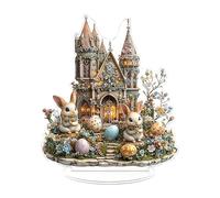 Decorazioni acriliche coniglietto pasquale, uova di coniglio di Pasqua, vassoio in acrilico 2D, decorazioni coniglietto pasquale, decorazioni per lepre pasquale, decorazioni per lepre in fattoria,