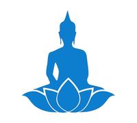 Decorazioni adesive da parete in vinile Meditazione Mantra Yoga Studio di posa del fiore del Buddha del loto 72x79.2cm Autoadesivo Blu