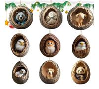 Decorazioni Albero Di Natale Animali | Decorazioni in Acrilico 2D per Albero di Natale e Feste Domestiche,9 Pezzi Charm Appendibile per Specchietto Retrovisore Auto, Portachiavi, Finestra, Zaino