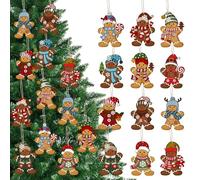 Decorazioni Albero di Natale Legno, 24 Pezzi Omino Pan di Zenzero Decorazioni, Pendenti Albero di Natale Addobbi Pan di Zenzero Ciondolo Albero di Natalizi per Festiva Decorazione