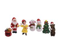 Decorazioni Albero Set per le feste: 7 pezzi, statuetta di Babbo Natale, pupazzo di neve, albero Natale in miniatura, orsacchiotto per bambini, borsa e micro ornamenti la casa festiva.