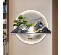 Decorazioni artistiche da Parete 3D Lampada, Sculture da Parete Arte da Appendere a Parete con Luce a LED, Dipinti sospesi di paesaggi Luminosi di Montagna e Acqua, Albero della Vita, per