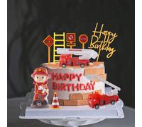 Decorazioni assortite per torte da pompiere: decorazioni per torte di compleanno a tema pompiere, decorazioni per torta a forma di camion dei pompieri, tema pompiere, decorazioni per festa di trasferi