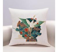 Decorazioni autunnali, Cushion Covers 40cm x Red Sun Crane Invisible Zipper Sofa Cushions Outdoor Garden Decorative Pillows Square Pillow Case(Green Chinese Style,(60x60cm))