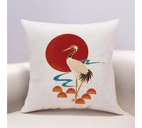 Decorazioni autunnali, Cushion Covers 40cm x Red Sun Crane Invisible Zipper Sofa Cushions Outdoor Garden Decorative Pillows Square Pillow Case(Red Sun Crane,(50x50cm))