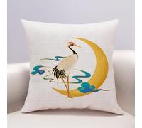 Decorazioni autunnali, Cushion Covers 40cm x Red Sun Crane Invisible Zipper Sofa Cushions Outdoor Garden Decorative Pillows Square Pillow Case(Green Chinese Style,45 x 45 cm)