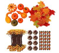 Decorazioni autunnali per la casa, set da 141 pezzi, mini zucca e foglie | Bacche e pigne, decorazione autunnale per il Ringraziamento, Halloween, centrotavola, ciotole, vasi e casa stagionale