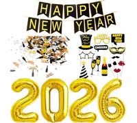 Decorazioni Capodanno 2026 - Festone di Buon Anno Happy New Year, Palloncini Giganti 2026, Accessori Foto Booth, Coriandoli per il Veglione Cenone di San Silvestro