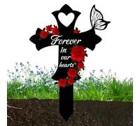 Decorazioni commemorative per tombe, segnalibri commemorativi - Simpatica 2D picchetto in acrilico per cimitero - Heart and Crossing Memorial Sympathy Markers Grave Markers per il giardino di p