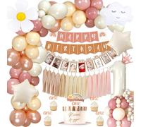 Decorazioni Compleanno 1 Anno Bimba Ragazze, Boho Compleanno Decorazione con Porta Foto 12 Mesi Neonato, Palloncini Numeri 1, Palloncini 1 Anni Feste Decorazioni