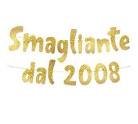 Decorazioni Compleanno 18 Anni "Smagliante Dal 2008" Oro Festone Glitter | Gadget Compleanno Divertente | Buon Compleanno | Nati nel 2008 | Addobbi 18 Anni | Cartoncino 350g Glitter Che Non Si Stacca