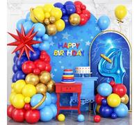 Decorazioni Compleanno 4 Anni, Rosso Blu Giallo Palloncini Set, Compleanno 4 Anno, Kit Arco Palloncini Giallo Rosso Blu, Blus Giallos Rossi Palloncino in Lattice, Foil Palloncino Numero 4
