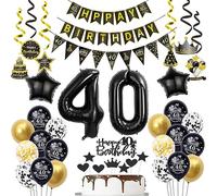 Decorazioni Compleanno 40 Anni - Palloncini Oro Nero per Uomo e Donna - Set Decorativo per Torta