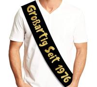 Decorazioni Compleanno 50 Anni "Großartig Seit 1976" Nero e Oro Fascia | Gadget Compleanno Divertente | Significa: Fantastico dal 1976 | in Tedesco | Buon Compleanno | Raso Glitter Che Non Si Stacca