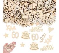 Decorazioni Compleanno 60 Anni Legno 120 Pezzi Tavolo Festa Confetti Legno Assortiti 60° Compleanno per Donna Uomo Decorazioni rustiche per tavola Torta Bottiglie Fai da Te 1.9-5cm