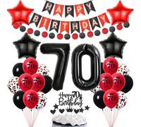 Decorazioni Compleanno 70 Anni Nero Rosso, Palloncini e Festa per Donna e Uomo