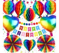 Decorazioni Compleanno arcobaleno, Addobbi Compleanno Buon compleanno, Happy Birthday Ghirlanda per Ragazza Donne Ragazzi Uomini