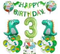 Decorazioni compleanno dinosauro 3 anni, palloncini compleanno dinosauro con ghirlanda Happy Birthday, decorazioni compleanno dinosauro 3 anni ragazzo, decorazione festa 3 anni ragazzo compleanno