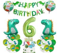 Decorazioni compleanno dinosauro 6 anni, palloncini compleanno dinosauro con ghirlanda Happy Birthday, decorazioni compleanno dinosauro 6 anni ragazzo, decorazione festa 6 anni ragazzo compleanno