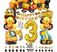 Decorazioni Compleanno Escavatori 3 Anni Bambino, Palloncini Compleanno 3 Anni Escavatori, Costruzione Feste Palloncini Decorazioni