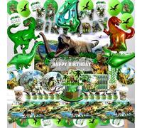 Decorazioni Compleanno Giungla, Palloncini Dinosauri Kit 146 Pcs, Stoviglie Feste Set con Piatti Tovaglia, Giungla Palloncino Elio, Compleanni Addobbi Bambini
