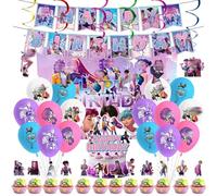 Decorazioni Compleanno K-Pop, 53 Pezzi Set per Feste Bambini e Bambine con Striscione, Palloncini in Lattice, Sfondo e Accessori Torta