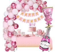 Decorazioni Compleanno Rose Palloncini Compleanno Ragazze, Festone di compleanno Happy Birthday Metallizzati Rosa Palloncin Tovaglia Festoni Compleanno Donne, Decorazioni Compleanno 1 Anno