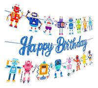 decorazioni compleanno tema robot banner ghirlanda scienziato accessori festa ingegnere elementi meccanici articoli tecnici feste a tema progettazione