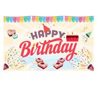 Decorazioni Compleannoi Striscione，Sfondo di Buon Compleanno Decorazioni，per Interni e Esterni Compleanno Photo Booth Fondale Buon Compleanno Decorazione Striscione.（180cm x 110cm）