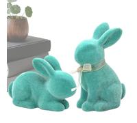 Decorazioni Con Coniglietto - 2 Pezzi Di Animali Pasquali Floccati, Decorazioni Pasquali, Figurine Coniglietto, Scultura Coniglio In Resina Per Scaffale Domestico Espositore Primaverile Centrotavola P