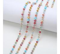 Decorazioni con tende a frange, Catena di perline di vetro in acciaio inossidabile da 1 metro, colore acciaio, for la creazione di gioielli fai da te(2)