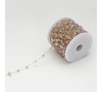 Decorazioni con tende a frange, Catena multicolore in acciaio inossidabile da 1 metro con perline in pietra naturale da 3-10 mm for gioielli fai da te(Gold 2)