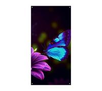 Decorazioni Copertura per porta anteriore Copertura per porta anteriore Blu Viola Fiore Farfalla Natale Copertura per porta da appendere Natale Banner per porta di benvenuto Tenda per porta