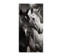 Decorazioni Copertura per porta anteriore Copertura per porta anteriore Cavalli bianchi e neri Copertura per porta di Natale Appeso Banner per porta di benvenuto Tenda per porta