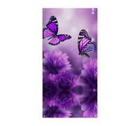 Decorazioni Copertura per porta anteriore Copertura per porta d'ingresso Fiore Viola Farfalle Copertura per porta di Natale Appeso Banner Porta di Benvenuto Banner Porta Tenda