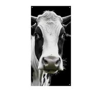 Decorazioni Copertura per porta d'ingresso Copertura per porta anteriore Animale Divertente Testa di mucca Nero Bianco Natale Copertura Della Porta Appesa Banner Porta di Benvenuto Banner Tenda per
