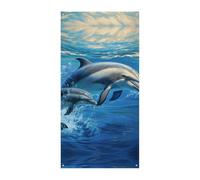 Decorazioni Copertura per porta d'ingresso Copertura per porta anteriore delfini nel mare Copertura per porta di Natale Appeso Banner per porta di benvenuto Banner per porta