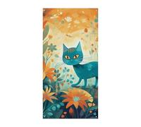 Decorazioni Copertura per porta d'ingresso Copertura per porta anteriore Gatto e Fiore Copertura per porta di Natale Appeso Banner Porta di Benvenuto Banner Tenda per porta