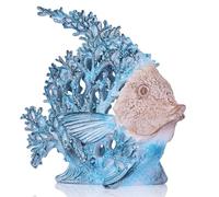 Decorazioni Costiere da Spiaggia Turchese Statuette di Pesce Angelo della Barriera Corallina, Decorazioni Nautiche Moderne Centrotavola Oceanici per Soggiorno, Bagno, Ufficio, Tavolino da Caffè, Casa
