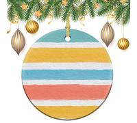 Decorazioni da appendere all'albero di Natale, colore estivo, colore orizzontale, corallo, turchese, 2 pezzi, 7,2 cm, rotonde su entrambi i lati