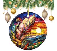 Decorazioni da appendere all'albero di Natale, con luna nel cielo, in vetro, 2 pezzi, 7,2 cm, rotonde su entrambi i lati