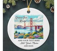 Decorazioni Da Appendere All'Albero Di Natale Golden Gate Bridge California Personalized Name San Francisco Rotonde Ornamenti Natalizi Ornamento In Ceramica Di Natale Per Vacanze Feste Amici